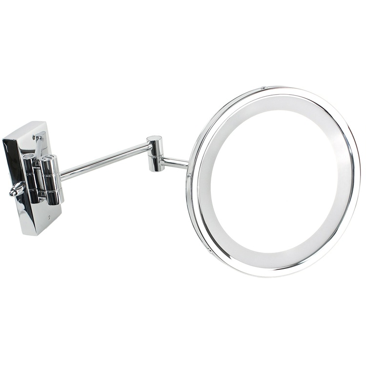 Windisch 99187-CR-3x Wall Mounted Brass Round Lighted 3x or 5x Magnifying Mirror